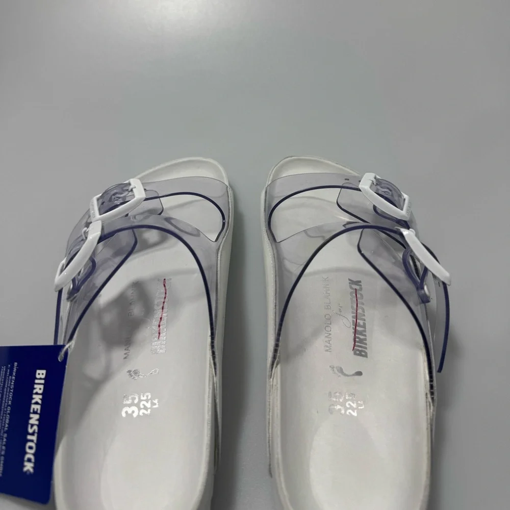 Birkenstock X Manolo Blahnik Arizona Sandals PVC White Women’s Size 35/US 5 - Picture 4 of 6